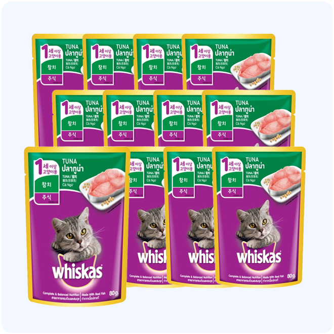 위스카스팩 참치 고양이 주식 습식 파우치 80g x 12개 - 콤빌리지